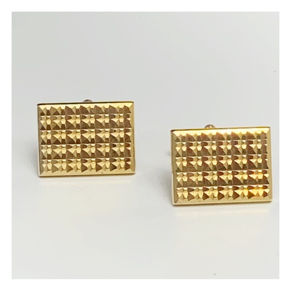 vintage MCM mid century modern rectangular cut gold tone cufflinks - Picture 10 of 11